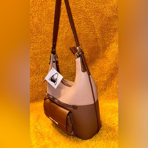 NWT Adrienne Vittadini Beekman Place Color Block Dusty Rose & Caramel Ho… - Picture 3 of 12